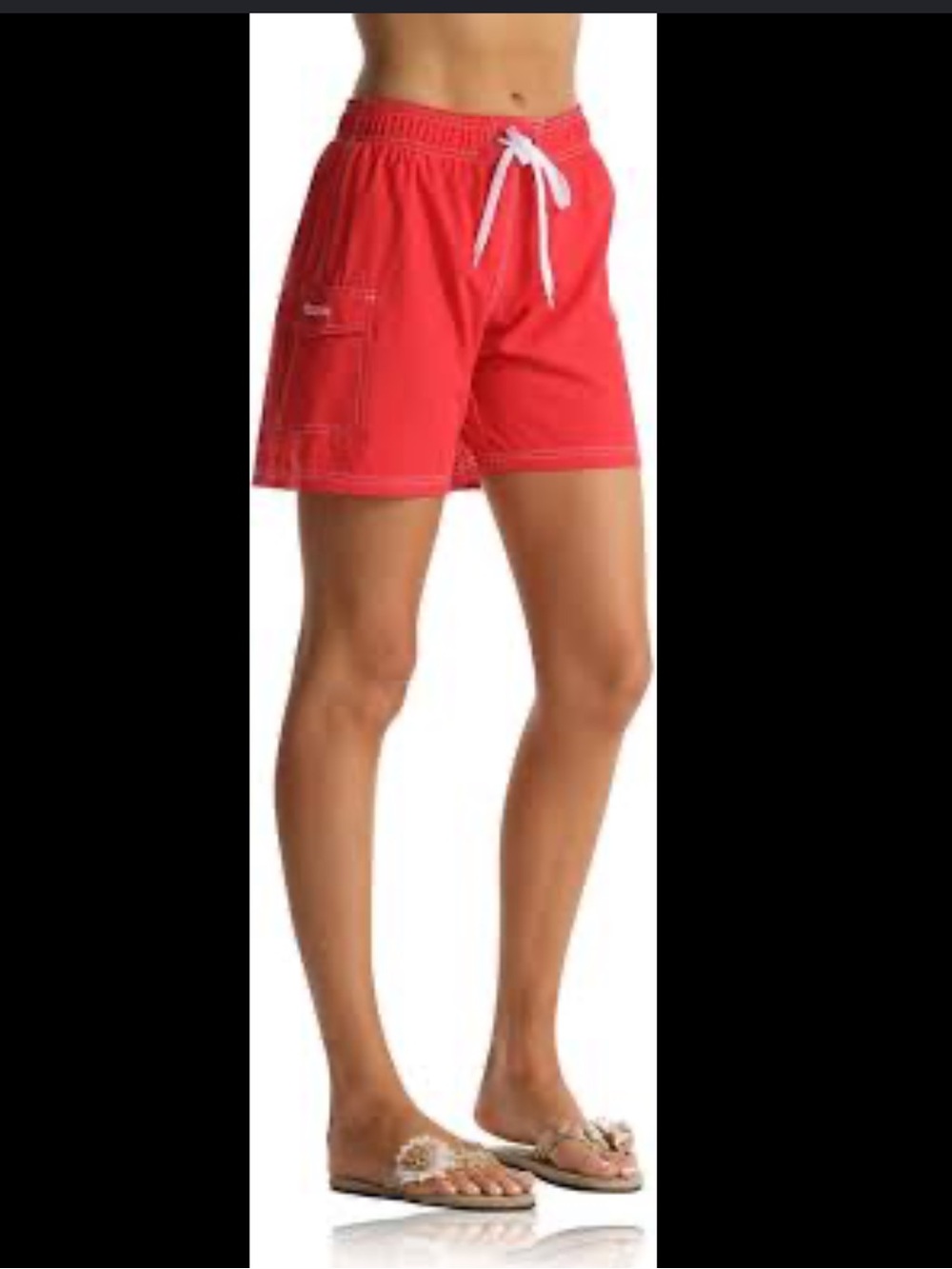 Rocorose woman’s swim trunks lined cargo style small red